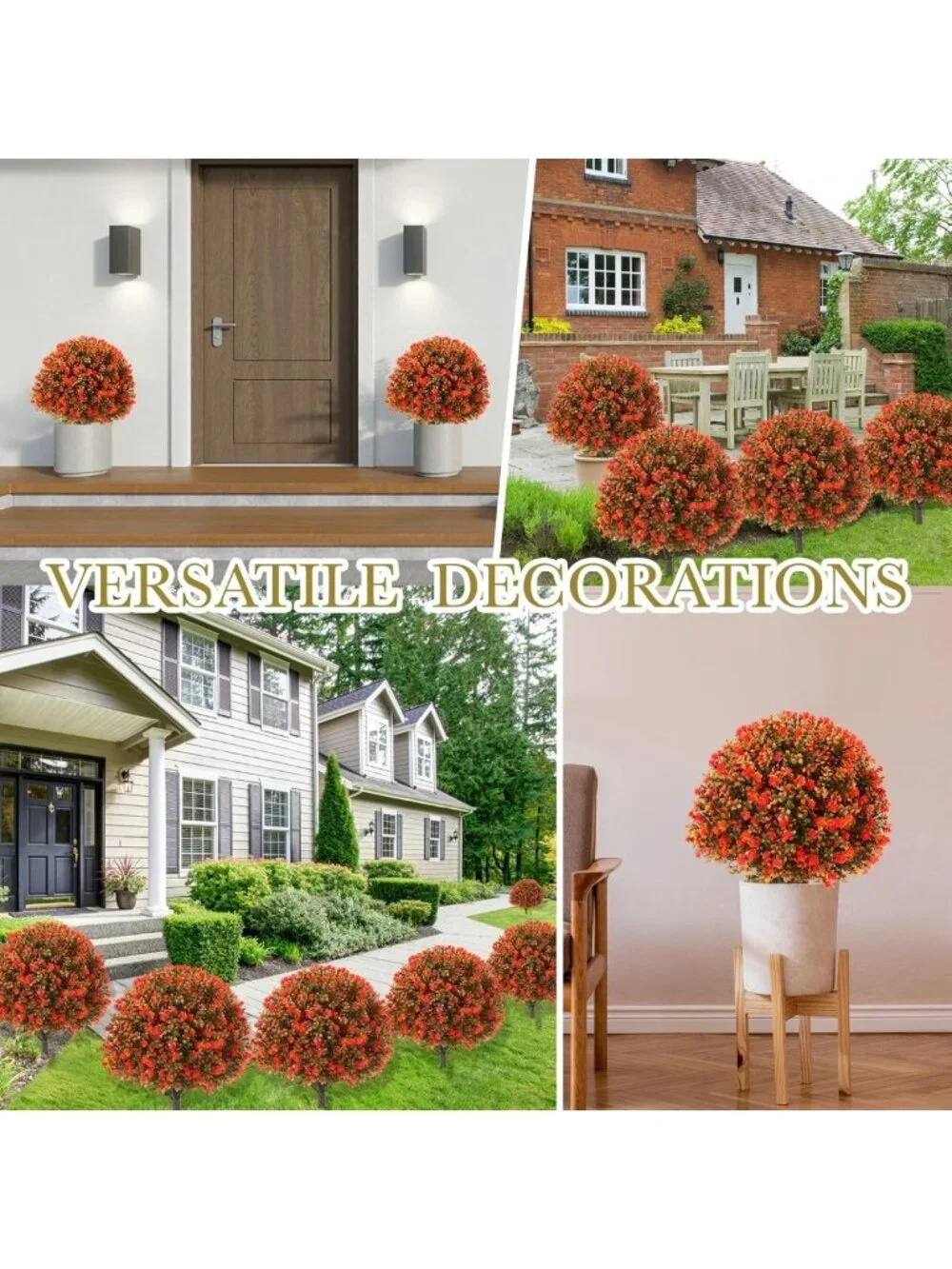 Set of 2 UV Resistant Artificial Boxwood Topiary Balls for Garden & Patio Decor